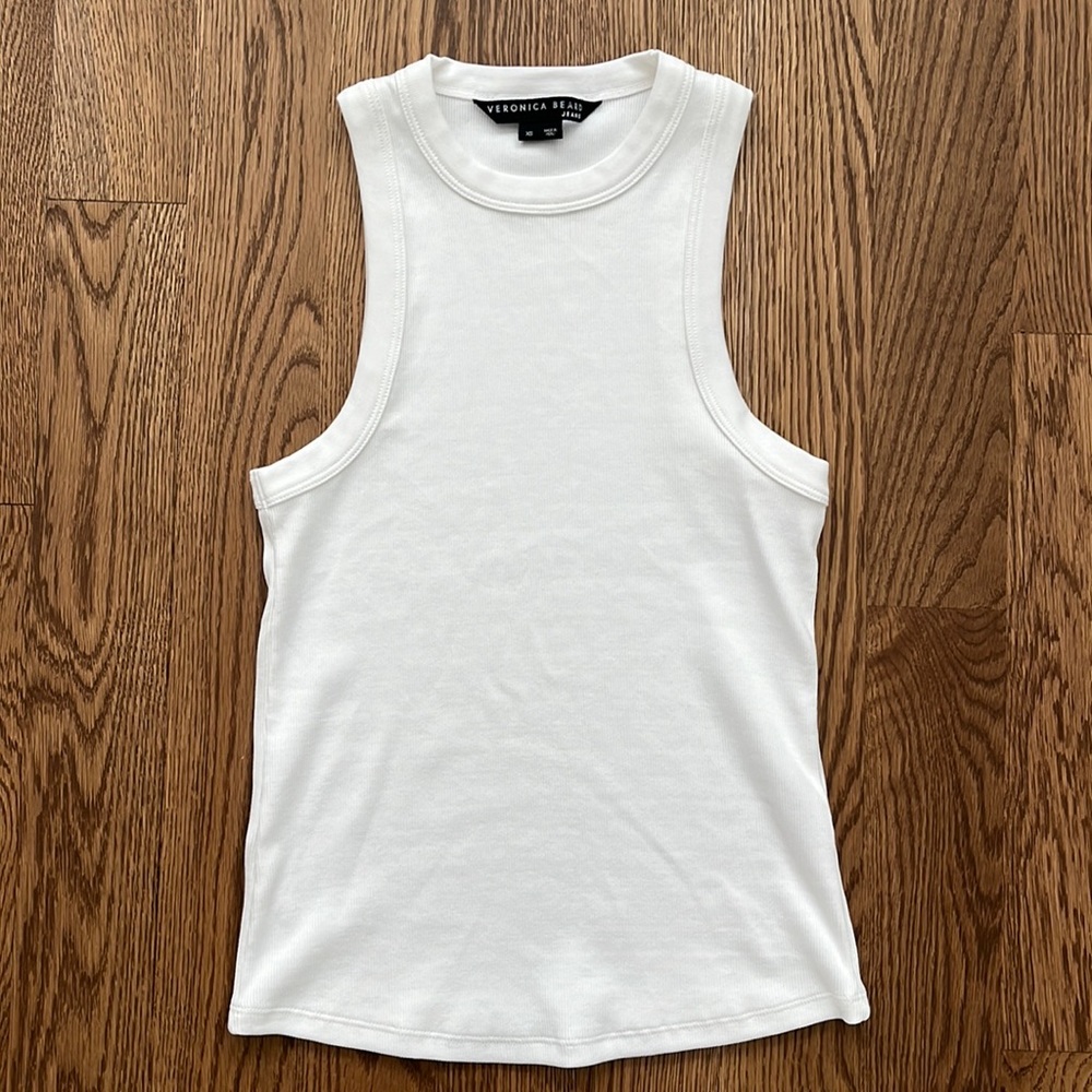 White Veronica Beard Jordyn tank in XS